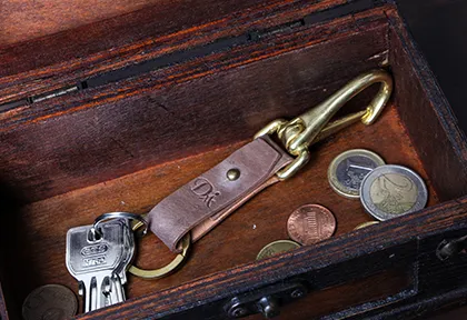 BRASS&LEATHER BOTTLE KEYRING